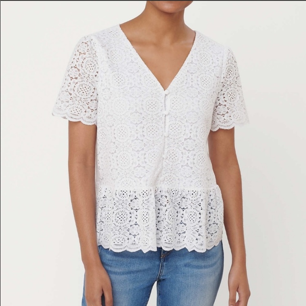 NWT Loft white lace peplum top blouse